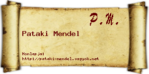 Pataki Mendel névjegykártya